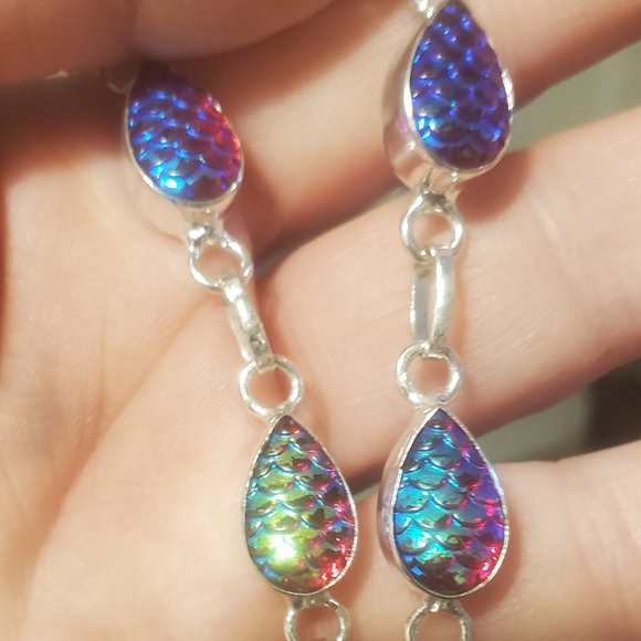 New Rainbow Titanium Magical Fantasy Scale 925 Silver Necklace. - Picture 9 of 13